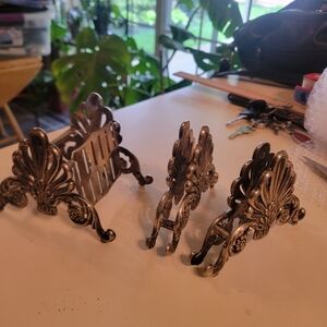 Unique  Vintage 2 Silver Plated Napkin Holders and Knife rest